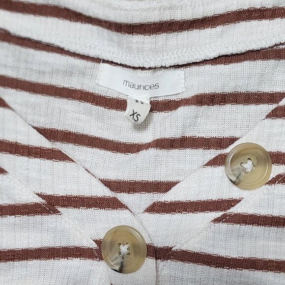 Maurices knit brown and off-white striped long sleeve shirt - small - Picture 7 of 7